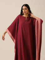 trueBrowns Ruby Wine Slub Texture High Low Kaftan Pant Set | Relove - Distacart