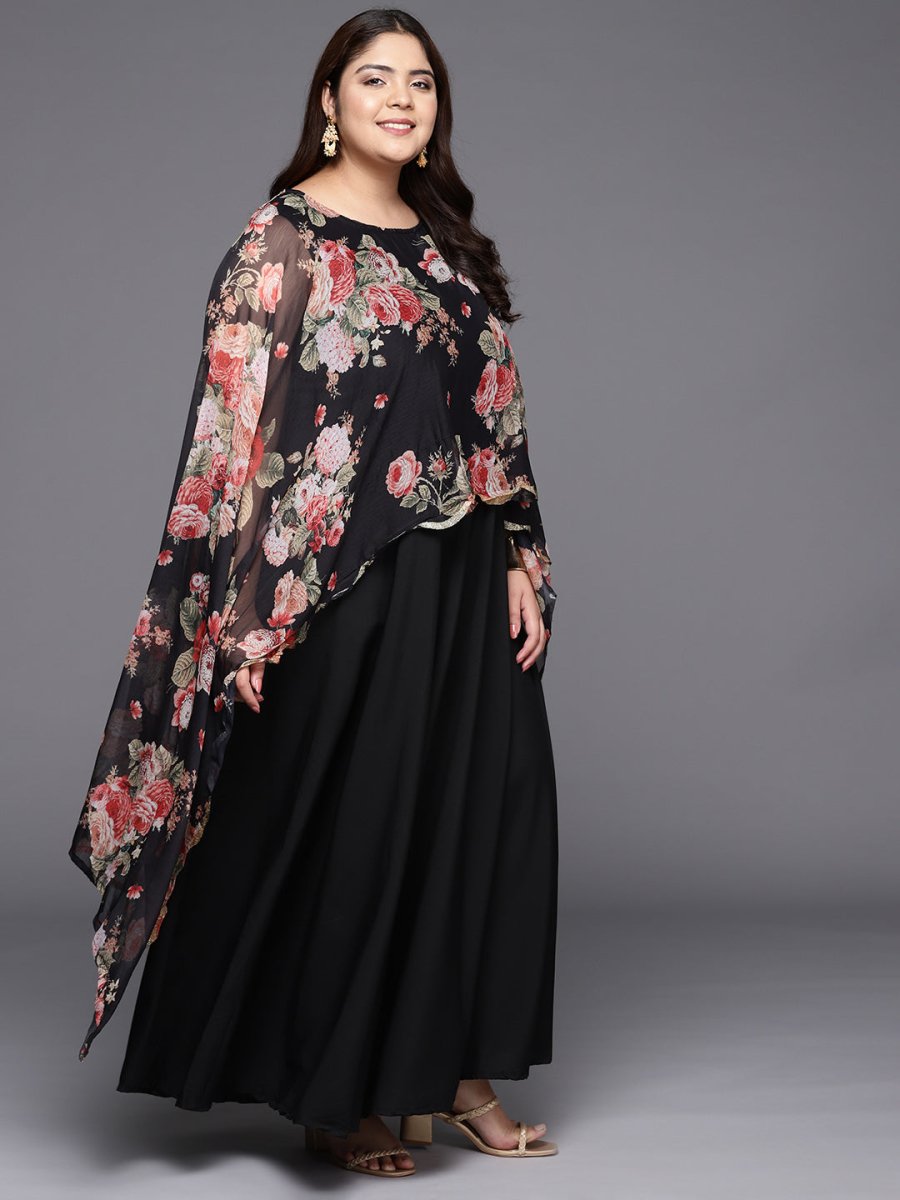 Ahalyaa Plus Size Boat Neck Maxi Ethnic Dress - Distacart