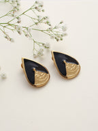 trueBrowns Brass Black Stone Drop Stud Earrings - Distacart