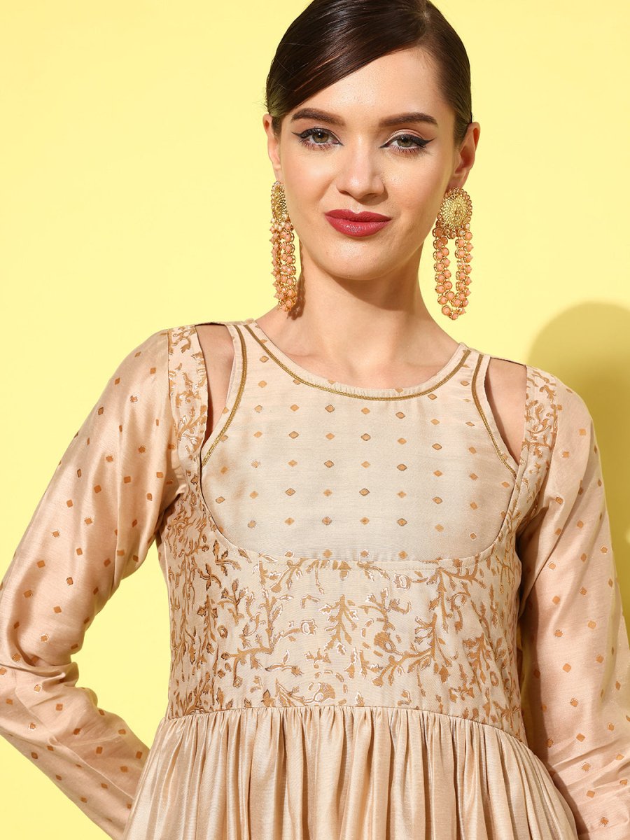 Ahalyaa Floral Embroidered A-Line Maxi Dress - Distacart