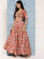 Ahalyaa Printed Zari Ready to Wear Lehenga & Blouse With Dupatta