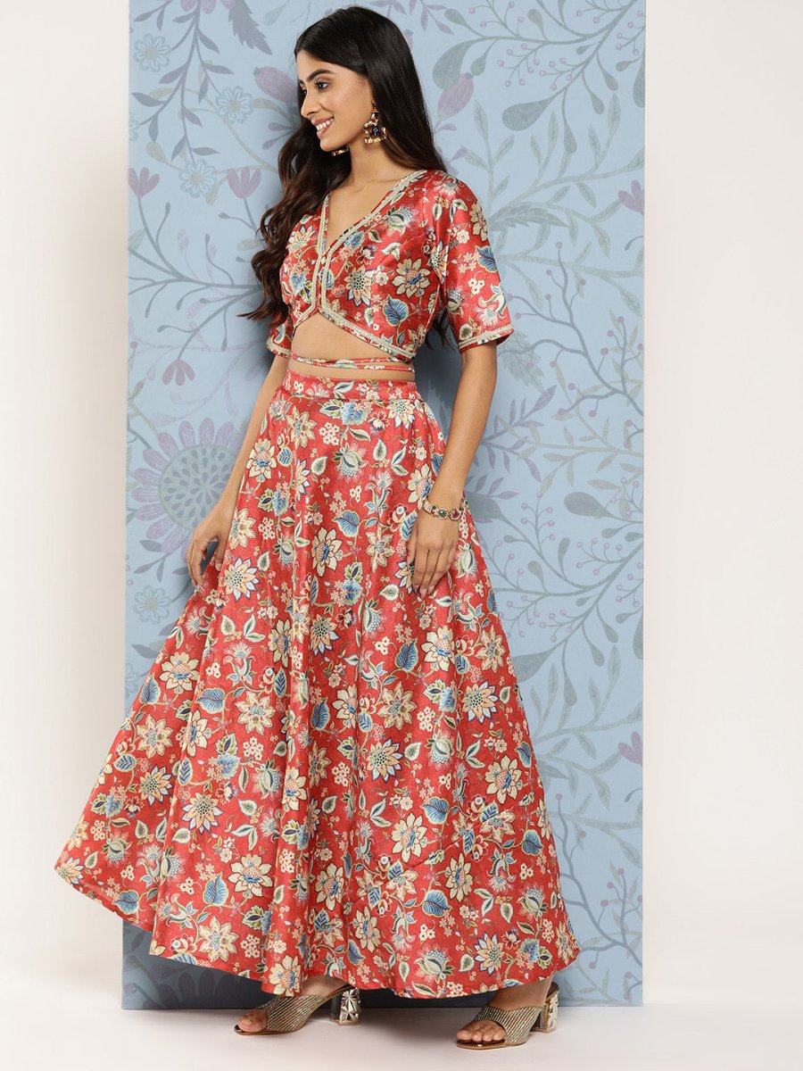 Ahalyaa Printed Zari Ready to Wear Lehenga & Blouse With Dupatta