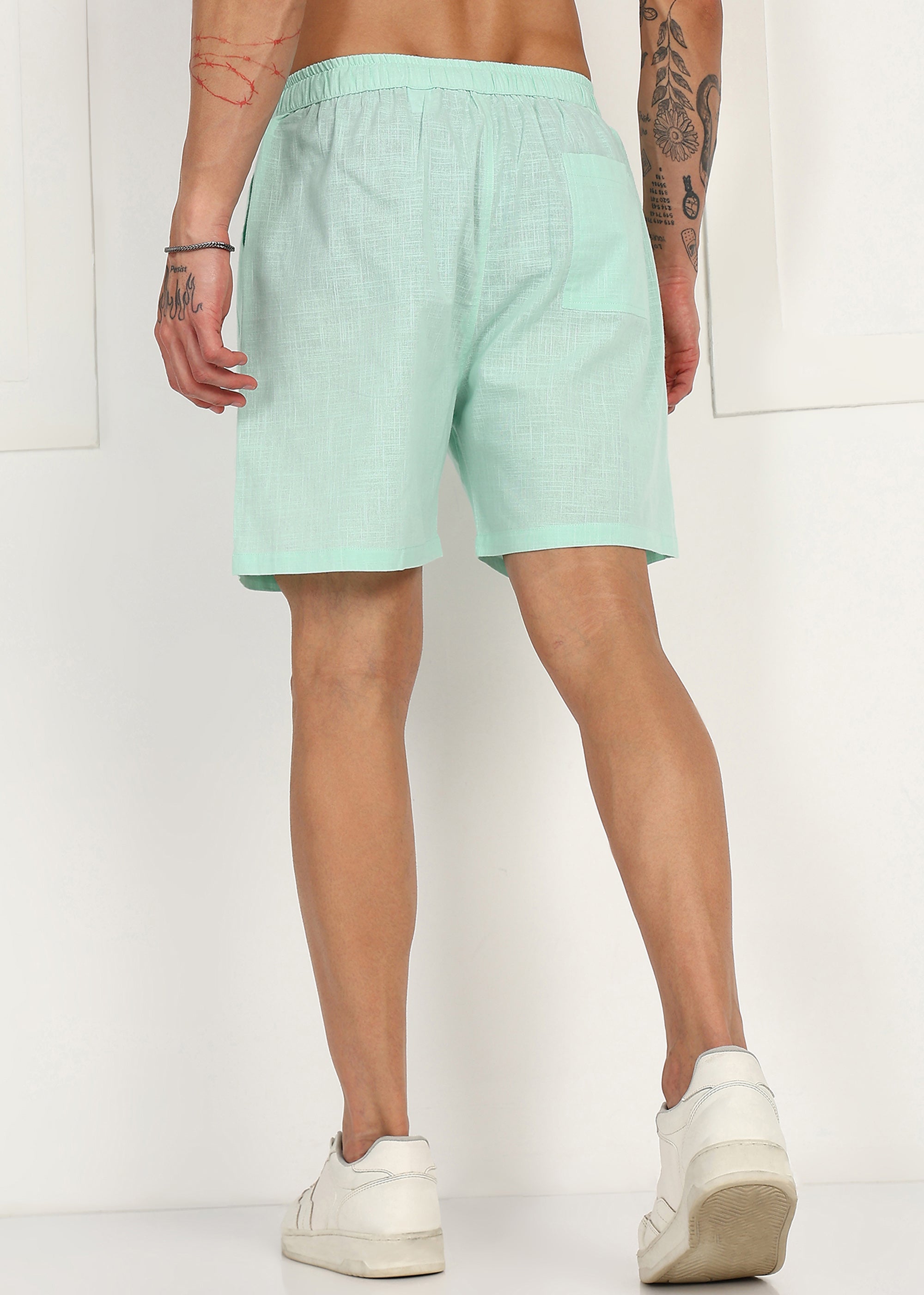 Fabmade Mint Drift Linen Shorts