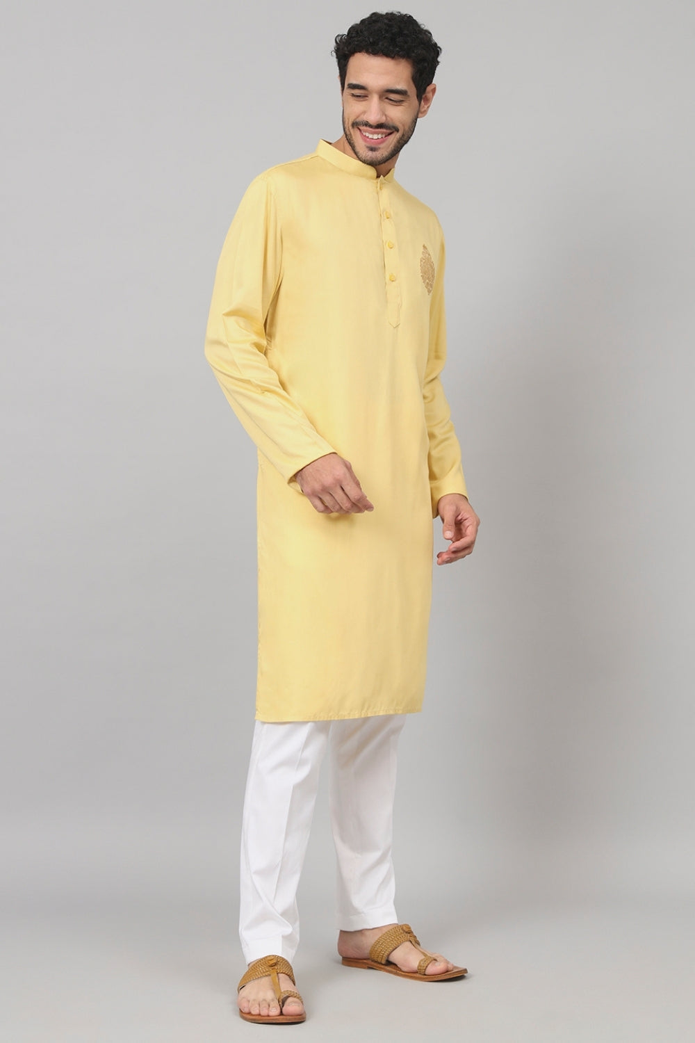 Paisley Embroidered Cotton Kurta by Hilo Design
