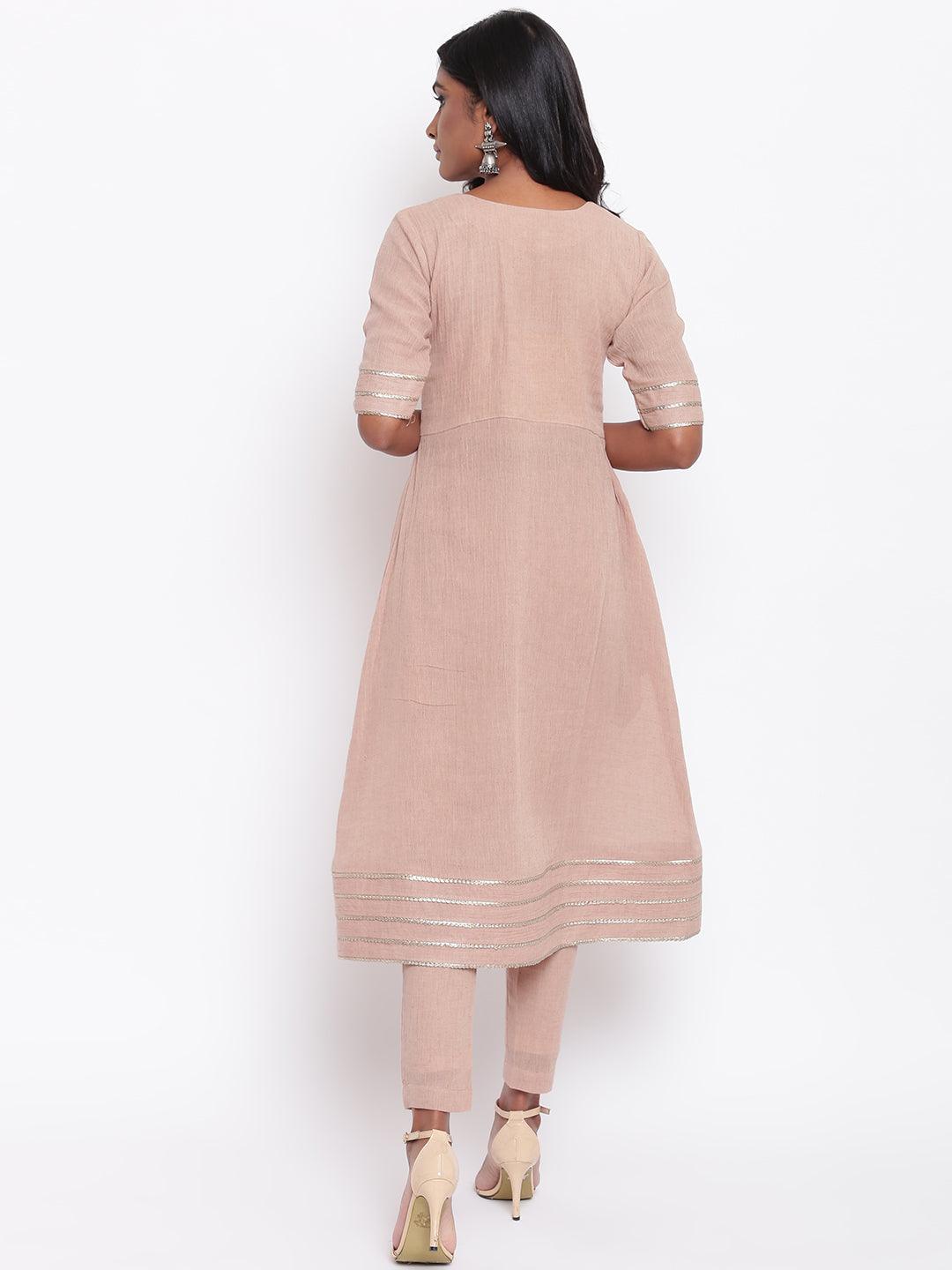 trueBrowns Pure Cotton Gota Slit Kurta Set | Relove - Distacart