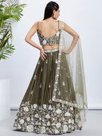 House of Panchhi Teal - Georgette Sequins, Mirror And Thread Embroidery Lehenga Choli