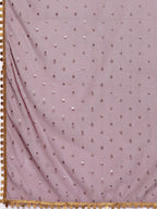 Indian Clothing Ahalyaa Purple & Gold-Toned Printed Sequinned Foil Print Ready to Wear Lehenga & Blouse With Dupatta