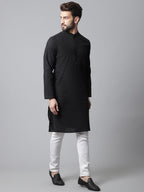 Even Apparels Black Long Kurta With Band Collar - Distacart