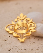 trueBrowns Gold-Polished Leaf Ring