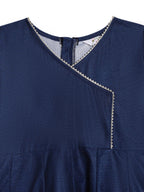 Ahalyaa Girls Navy Blue Velvet Angrakha Gotta Patti Kids Kurta with Palazzos - Distacart