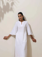 trueBrowns White Cotton Linen Kurta Pant Set - Distacart