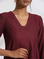 trueBrowns Maroon Dobby Kurta Set - Distacart