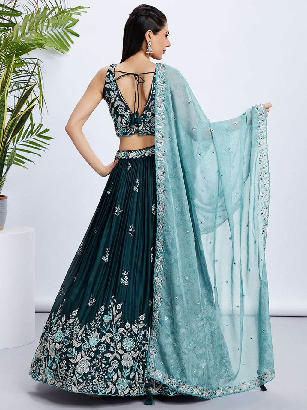 House of Panchhi Pink Net Cutdana, Sequins And Zarkan Embroidery Lehenga Choli & Dupatta