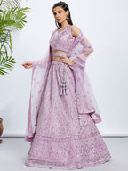 House of Panchhi Sea Green Georgette Sequins And Thread Embroidery Lehenga Choli & Dupatta