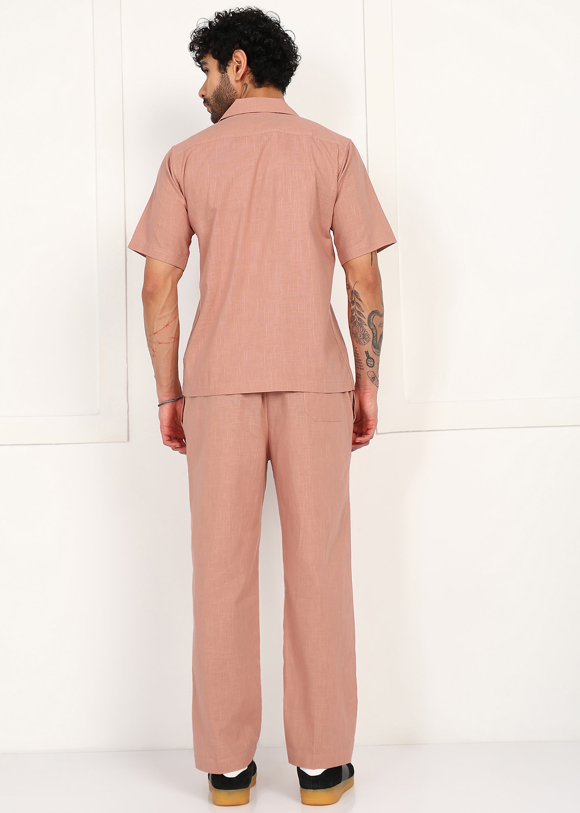 Fabmade Men’S Peach Linen Co-Ord Set