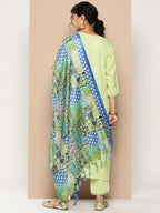 KSUT (House of Varanga) Green Kurta With Lace Embellishment Paired With Straight Pant And Dupatta - Distacart