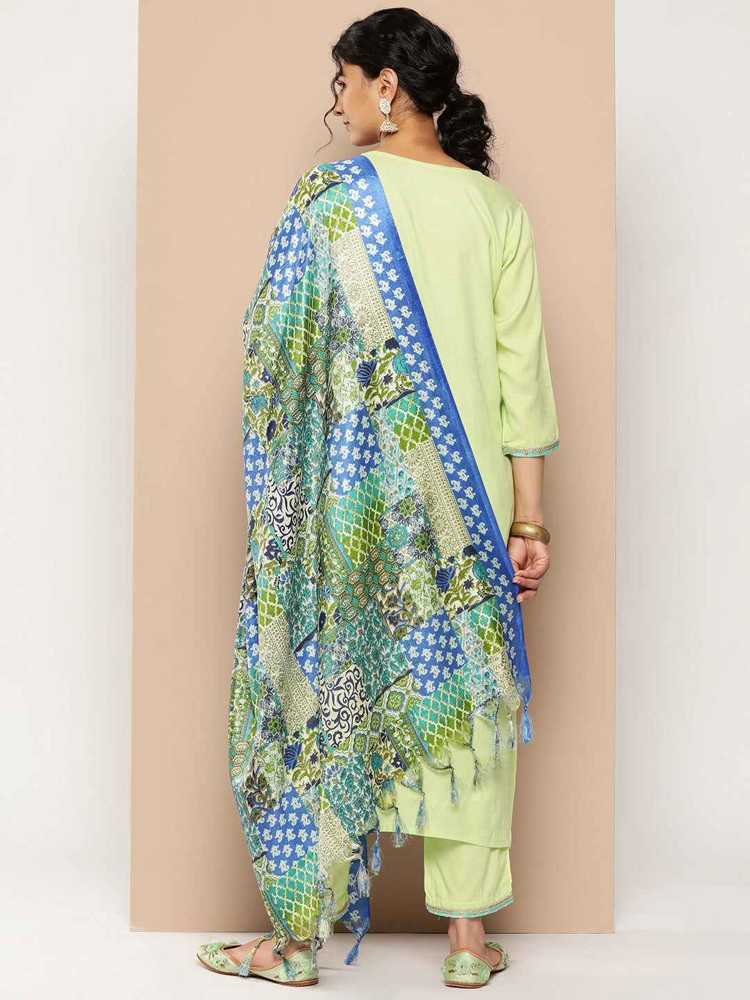 KSUT (House of Varanga) Green Kurta With Lace Embellishment Paired With Straight Pant And Dupatta - Distacart