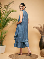 InWeave Women's Blue Lurex Short Pallazo Kurta Set