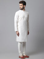 Even Apparels White Pure Cotton Kurta With Band Collar - Distacart