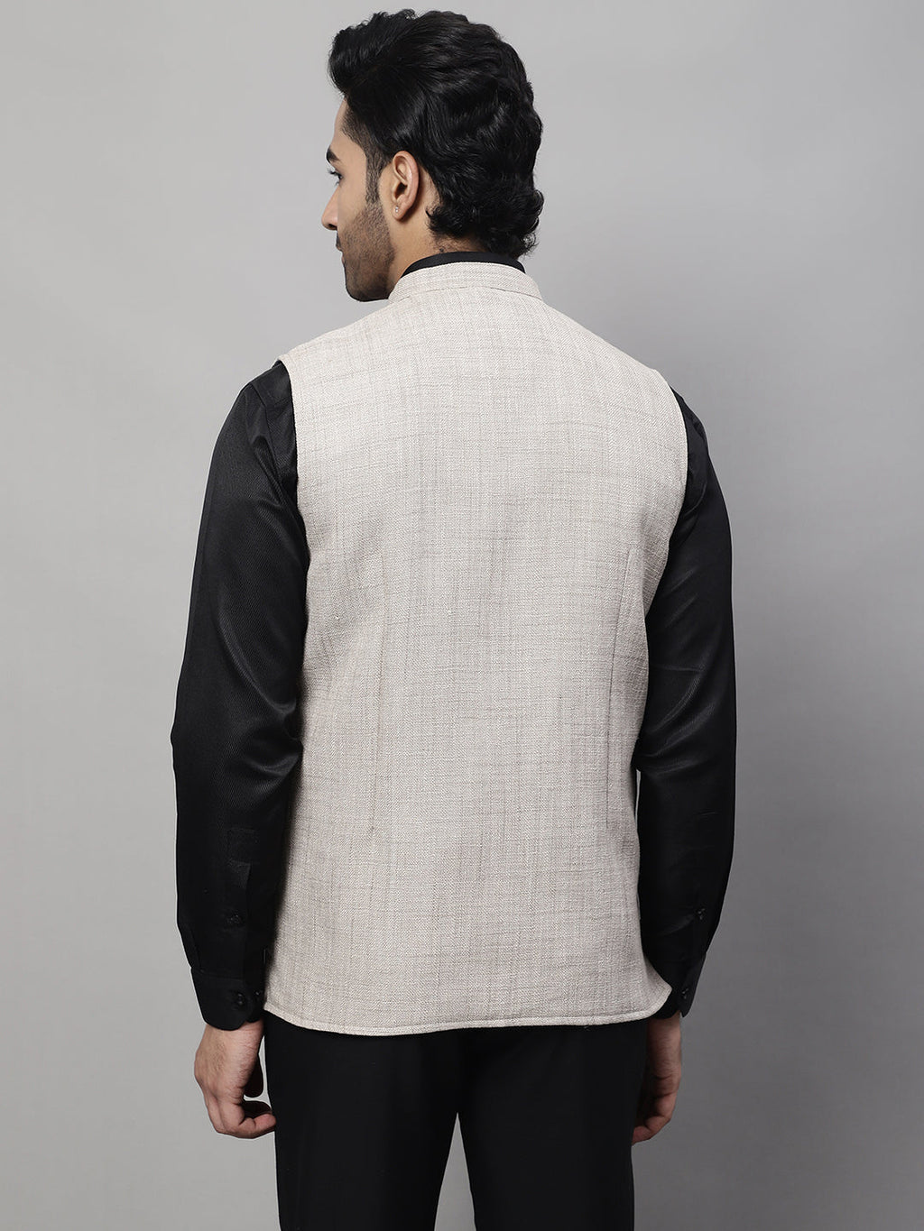 Even Apparels Men's Beige Nehru Jacket With Welt Pockets