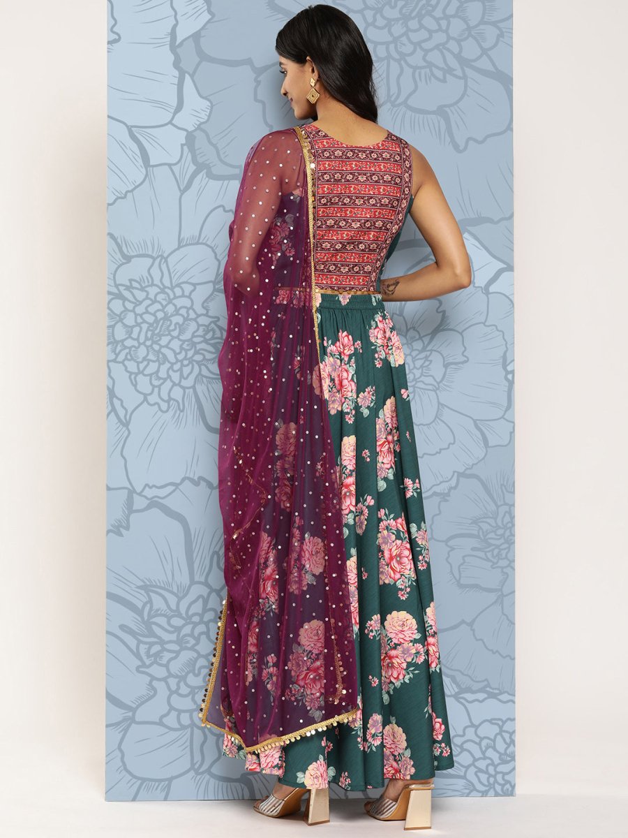 Ahalyaa Printed Sequinned Ready to Wear Lehenga & Blouse With Dupatta