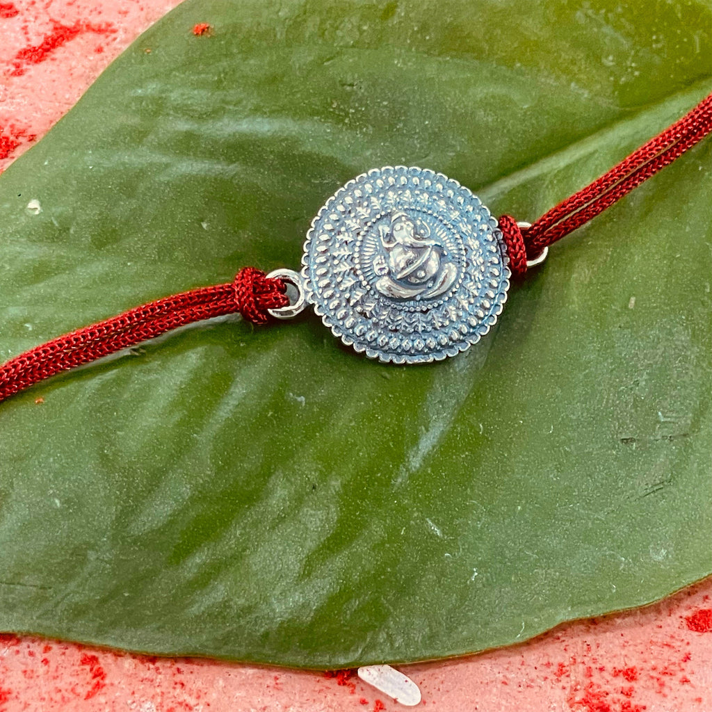 trueBrowns 925 Sterling Silver Embossed Ganesh Idol Thread Rakhi - Distacart
