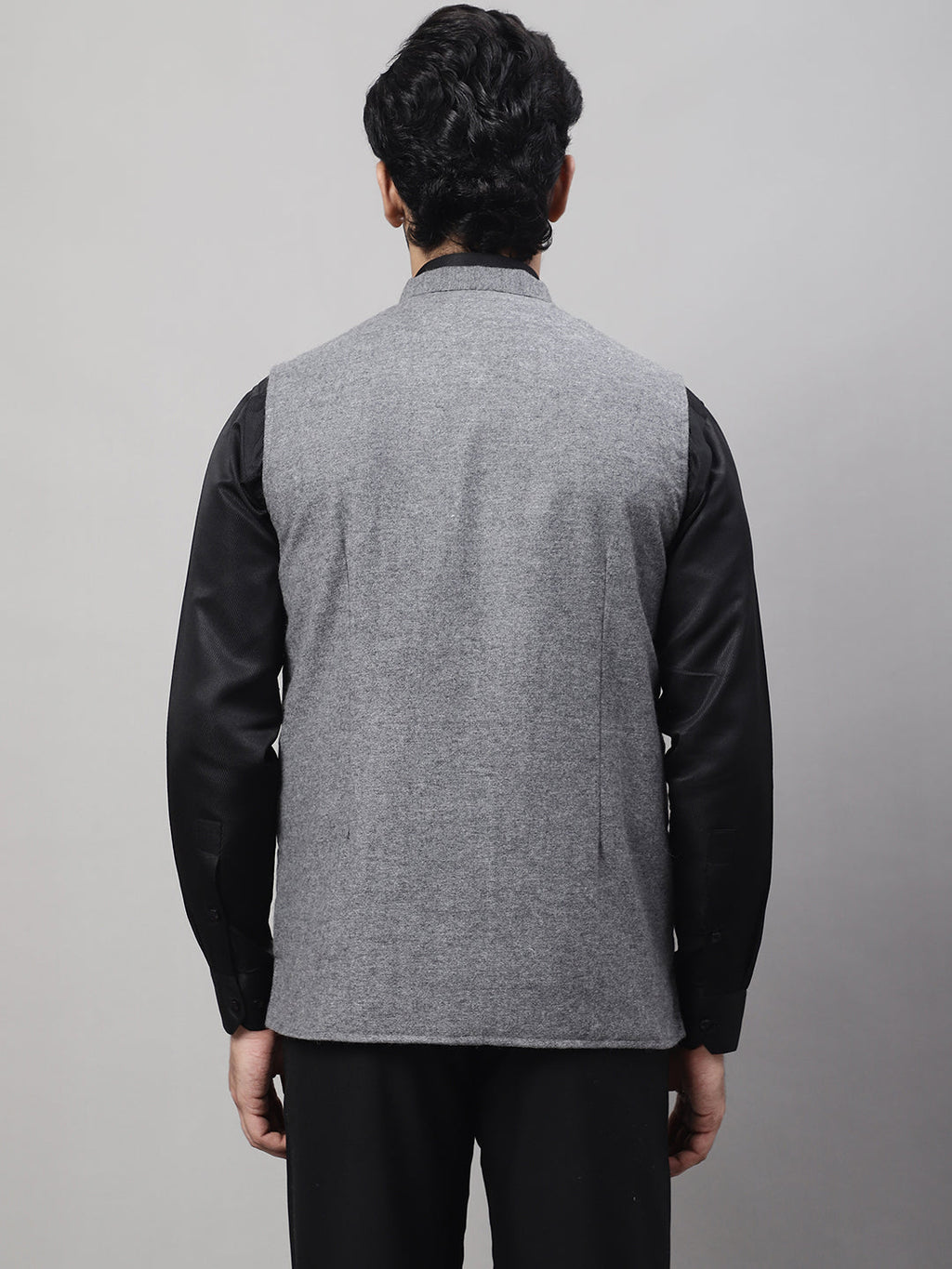 Even Apparels Men's Grey Pure Wool Nehru Jacket
