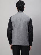 Even Apparels Men's Grey Pure Wool Nehru Jacket