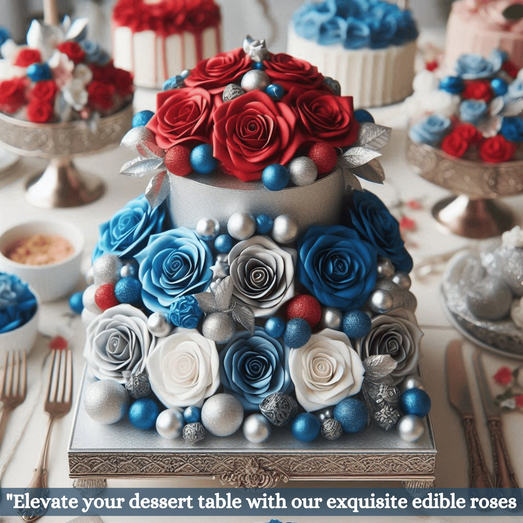 confect edible sugar roses cake toppers for cupcakes doughnut cake decorations pack of 12 j4 roses 01