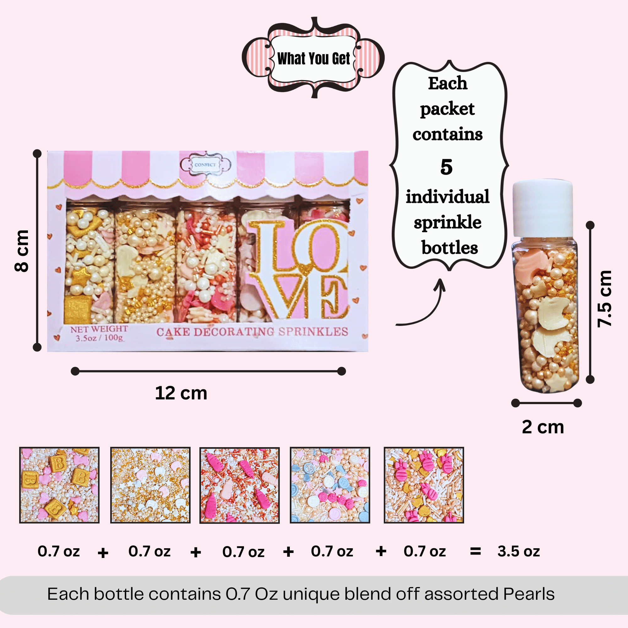 confect girls baby shower sprinkles mix heart teddy baby feed bottle baby feet sprinkles pack of 5 baby shower 17