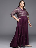 Ahalyaa Plus Size V-neck Maxi Ethnic Dress - Distacart