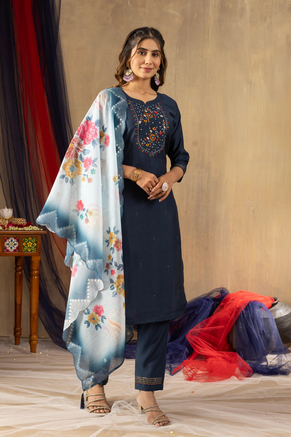 Pramukh Fab Teal Color Viscose Mango Silk Kurta Set - Distacart