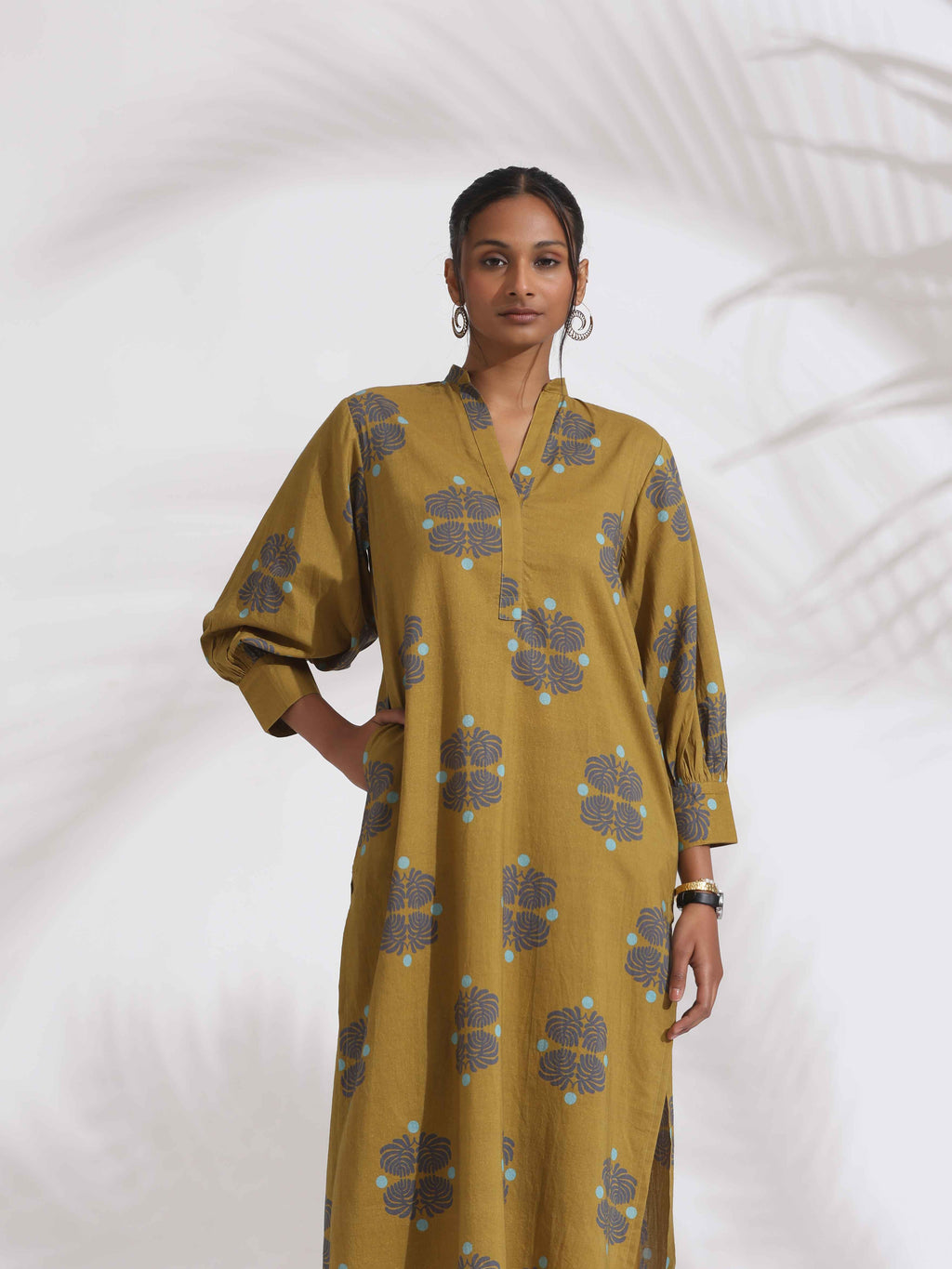 trueBrowns Green Cotton Print Straight Kurta Set - Distacart