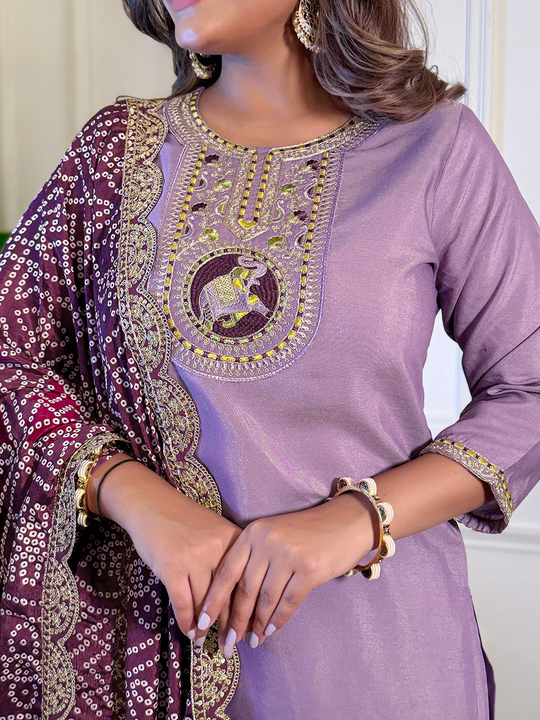 The52 Women's Gorgeous Viscose Embroidery Straight Kurta with Pant And Dupatta Set - Distacart