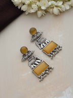 trueBrowns Silver Tone Yellow Stone Earrings - Distacart