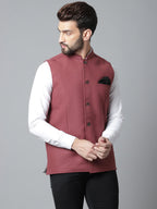 Even Apparels Men's Brown Pure Wool Nehru Jacket
