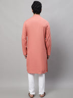 Even Apparels Maroon Pure Cotton Kurta With Band Collar - Distacart