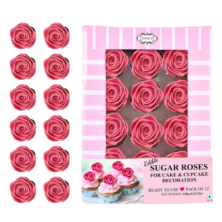 Confect Flamingo Rose Pink | Edible Sugar Roses Topper