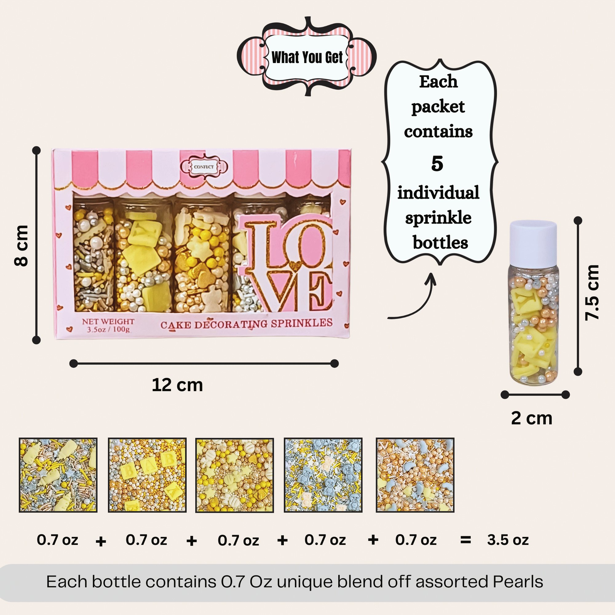 confect baby shower sprinkles gender reveal sprinkles mix silver baby feet feeding bottle sprinkles pack of 5 baby shower 10
