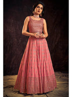 Myra Pink Real Georgette Designer Gown Style Suit - Distacart