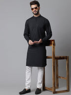 Even Apparels Black Solid Kurta With Band Collar - Distacart