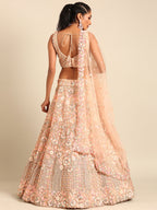 House of Panchhi Peach Net Multi Sequins with heavy Zarkan embroidery Lehenga choli & Dupatta