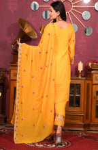 Teeya Creation Yellow Color Faux Georgette Silk Heavy Embroidery Work Fully Stitched Salwar Suit