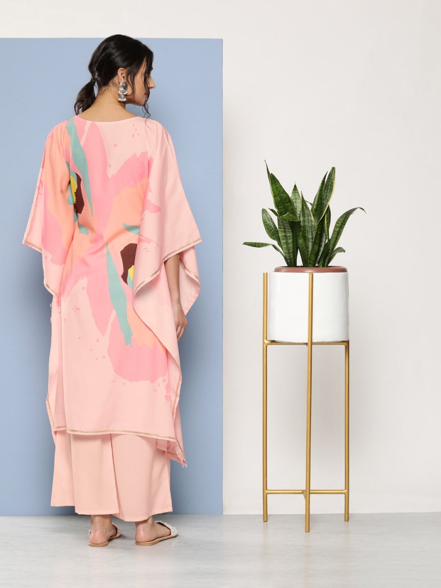 Ahalyaa Women Pink Printed Gotta Patti Kurta with Palazzos