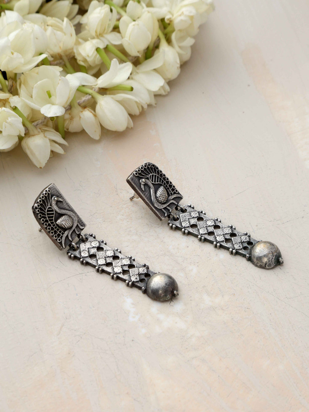 trueBrowns Silver Tone Flamingo Dangle Earrings - Distacart