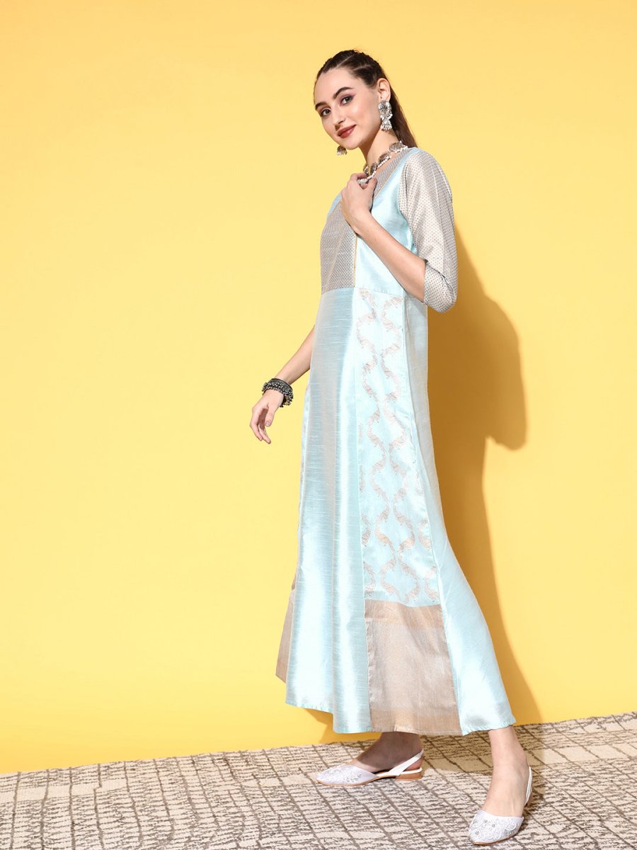 Ahalyaa Women Blue Ethnic Motifs Dress - Distacart