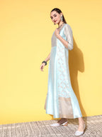 Ahalyaa Women Blue Ethnic Motifs Dress - Distacart