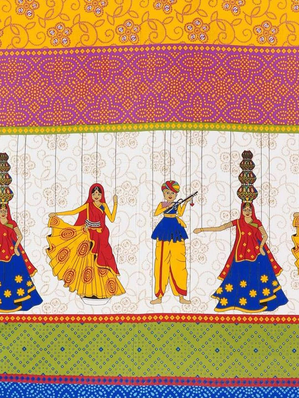 Rajasthanikart Yellow Ethnic Motifs Cotton 110 TC Queen Bedsheet with 2 Pillow Covers