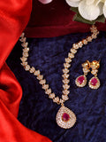 Saraf RS Jewellery Gold-Plated White & Red American Diamond Studded & Beaded Handcrafted Jewellery Set - Distacart