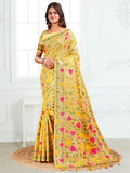 Shree Shyam Fashion Linen Cotton Yellow Saree - Distacart
